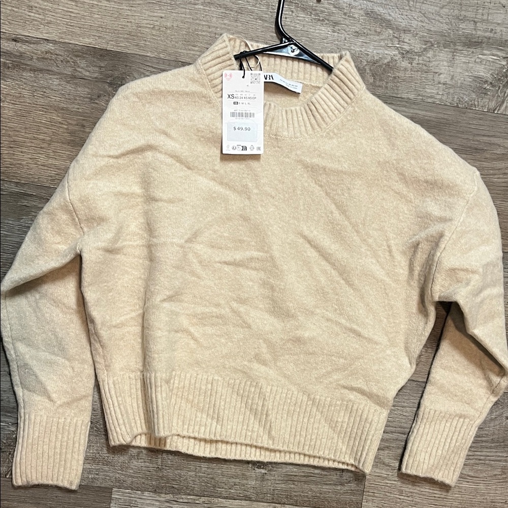 Zara Beige Cowl Neck Sweater